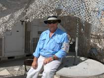 Marko in front of HF shelter he maintained