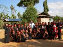 Marko with village dancers at Christmas celebration 2007 (Santa on right)