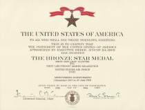 Second of two Bronze Stars Marko received while in the First Mobile Comm Group for duty in Vietnam.
