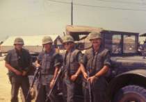 Marko (on left) about to travel with Marines from China Beach to Chu Lai, South Vietnam